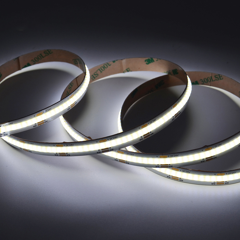 Adjustable CCT Color 2700K-6500K 10mm PCB Dot-free 608leds/m Ra90 12V 24V COB LED Strip Light 