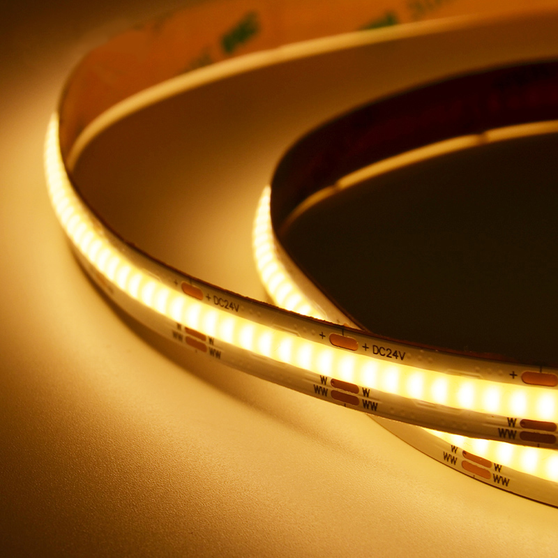 CCT COB strip 608leds warm white color