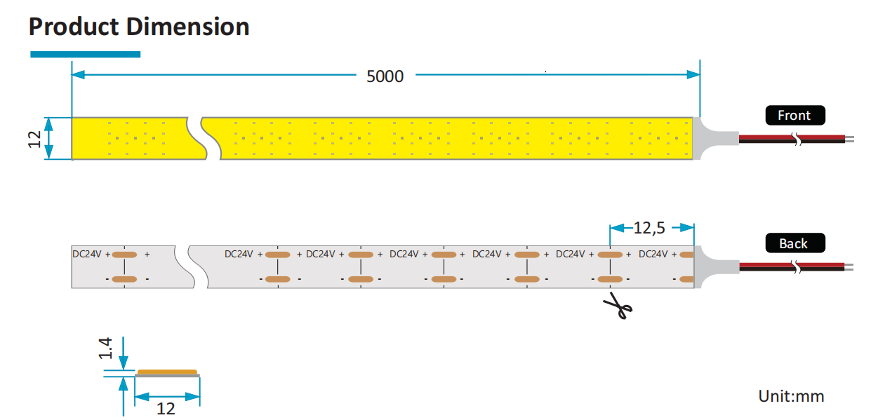 1280leds COB strip drewing