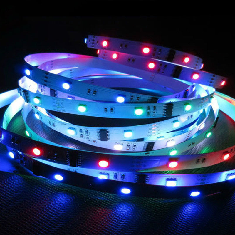 SMD5050 DMX512 UCS512 External IC DC12V 24V RGB Digital 60LEDs/m Addressable Pixel Programmable Flexible LED Light Strip