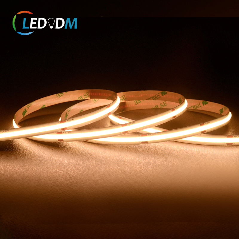 Roll-to-roll 8mm Width 320Chips/m Dotless 9.6W/M 12V 24V FCOB 3000K 4000K 6000K COB LED Flexible Light Strip