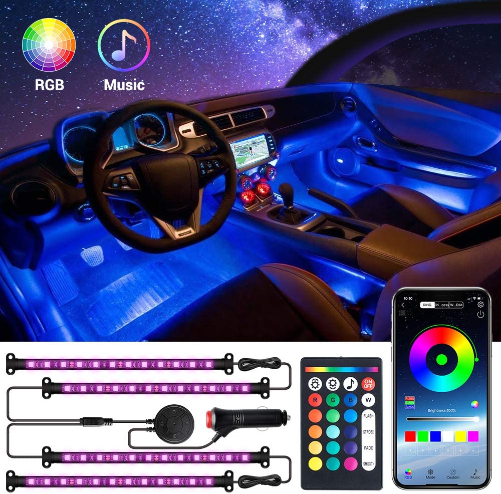Interior Car Lights with APP & Remote Control & 4 Buttons Control 2 in ...