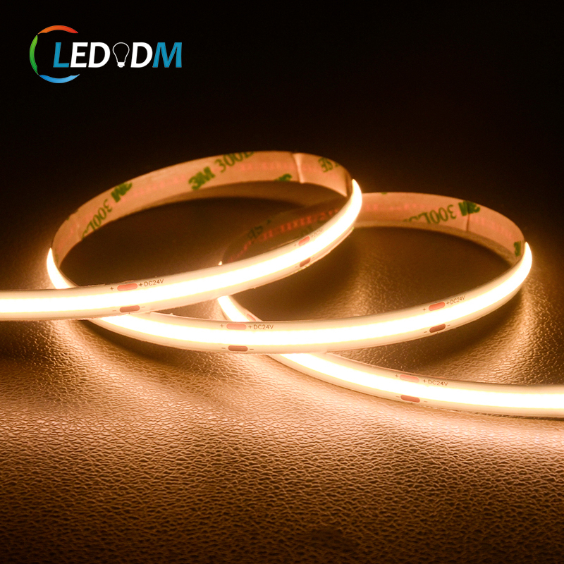 Roll-to-roll 8mm Width 320Chips/m Dotless 9.6W/M 12V 24V FCOB 3000K 4000K 6000K COB LED Flexible Light Strip
