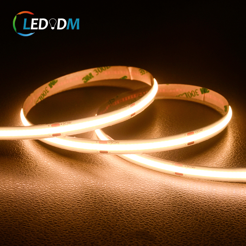 Roll-to-roll 8mm Width 320Chips/m Dotless 9.6W/M 12V 24V FCOB 3000K 4000K 6000K COB LED Flexible Light Strip