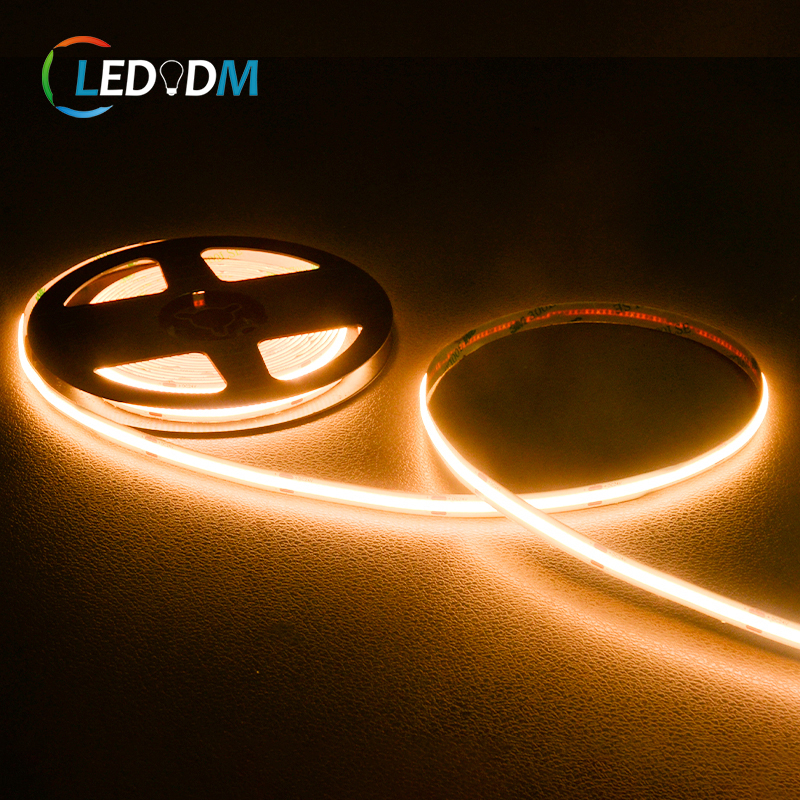 Roll-to-roll 8mm Width 320Chips/m Dotless 9.6W/M 12V 24V FCOB 3000K 4000K 6000K COB LED Flexible Light Strip