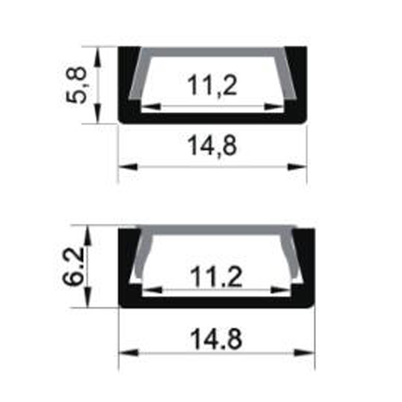 1506 Surface Mounted Aluminum Profile for 8mm 10mm LED Strip Lights